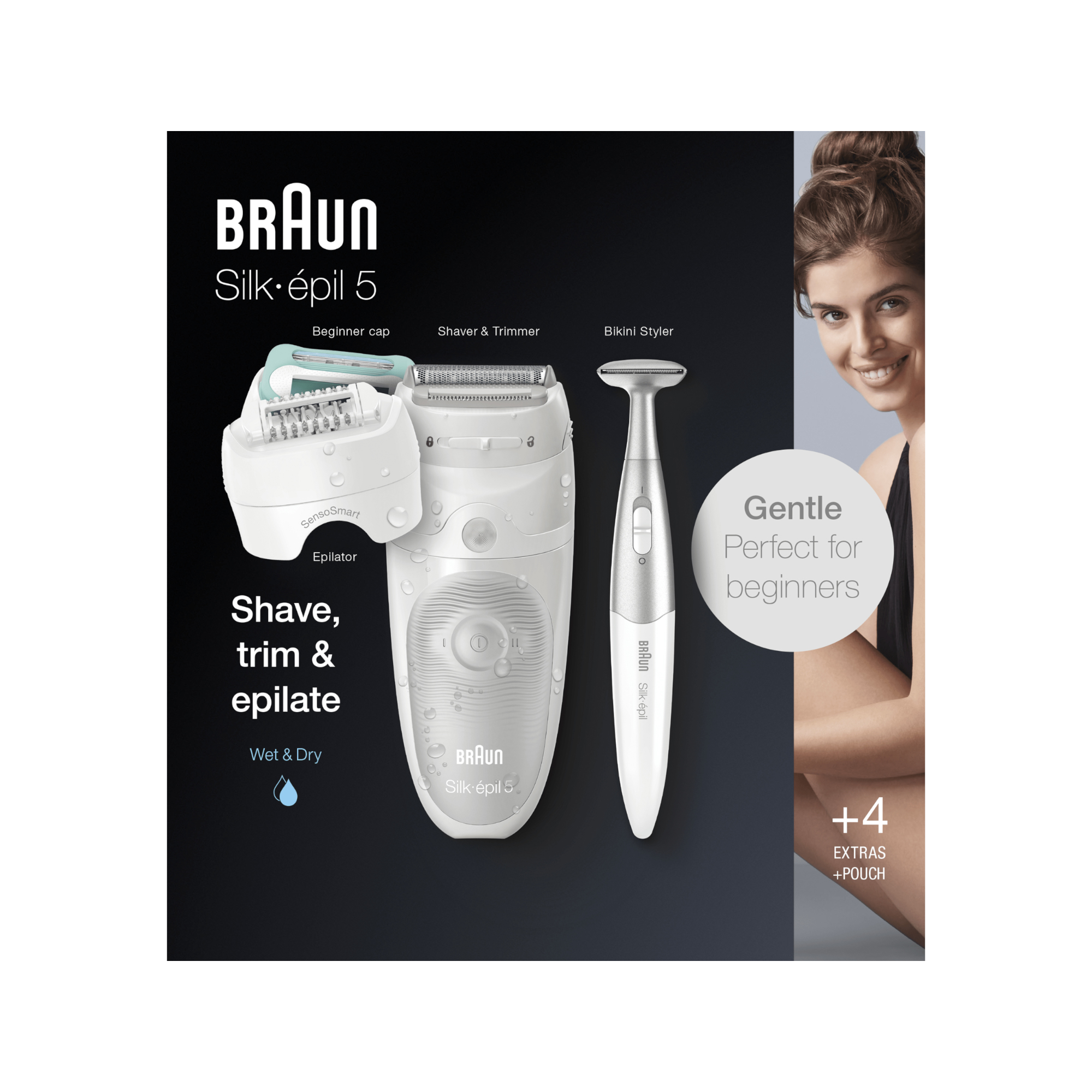 braunsilk Braun Silk-épil 5 5-825 Epilator Voor Zachte Ontharing, Wit/Grijs - Afbeelding 1